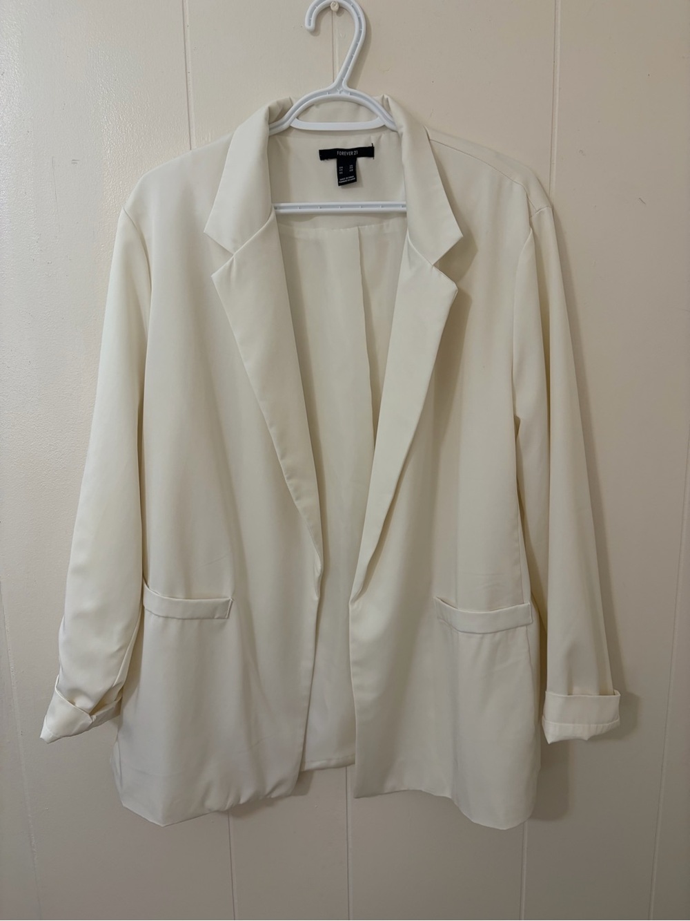 Forever 21 Off-White Open-Front Blazer Jacket